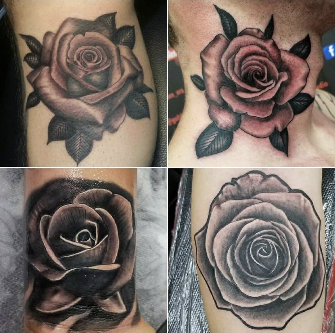 1 Black And Grey Rose END OF TIMES TATTOO STUDIO