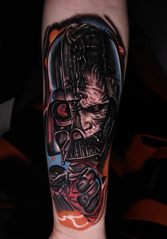 Lower Arm Tattoo Session Black And Grey with Some Color